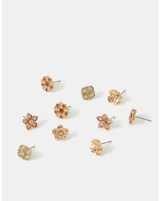 Accessorize Brown 5-Pack Flower Stud Earrings
