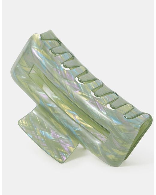 Accessorize Green Iridescent Resin Rectangular Claw Clip