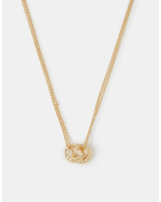 Accessorize White Linked Hoop Pendant Necklace