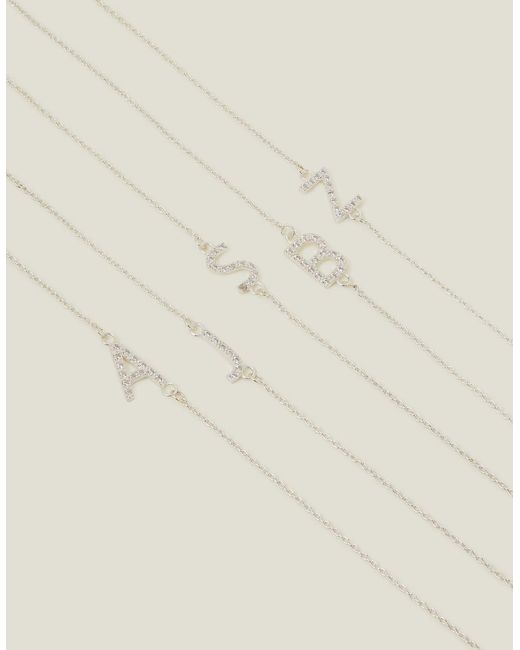 Accessorize Natural Sterling Sparkle Initial Bracelet