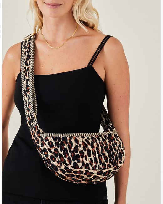 Accessorize Natural Women's Black/brown Leopard Print Sling Bag