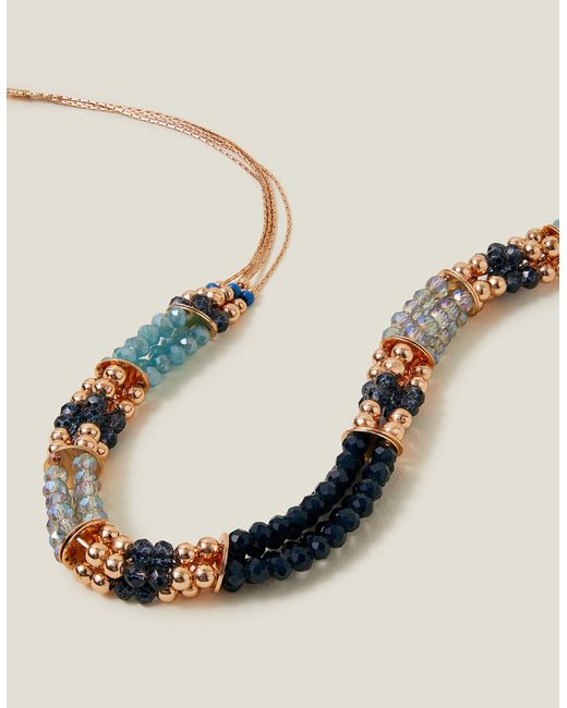 Accessorize Natural Layered Facet Bead Collar Necklace