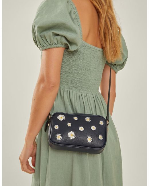 Accessorize Blue Daisy Faux Leather Cross-Body Bag