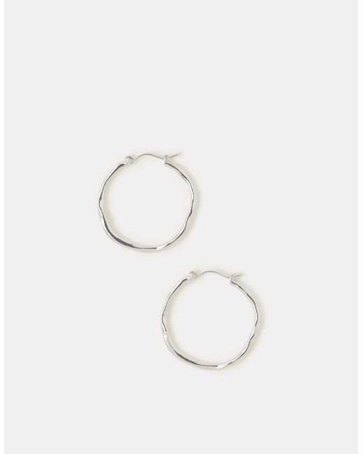 Accessorize Natural Sterling-Plated Molten Hoop Earrings
