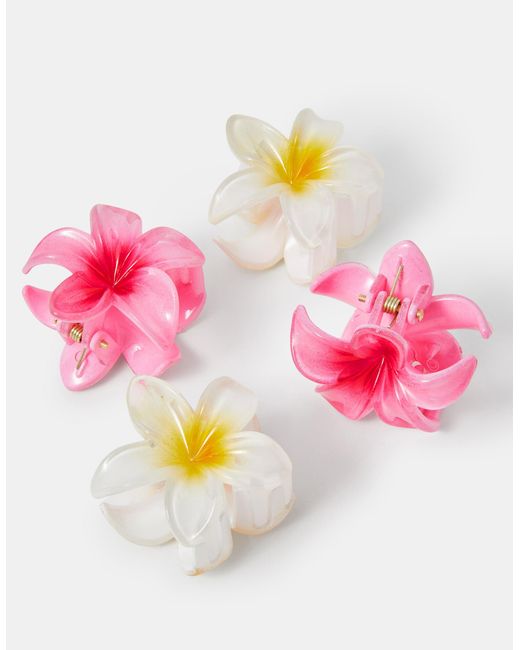 Accessorize White 4-Pack Mini Tropical Flower Claw Clips