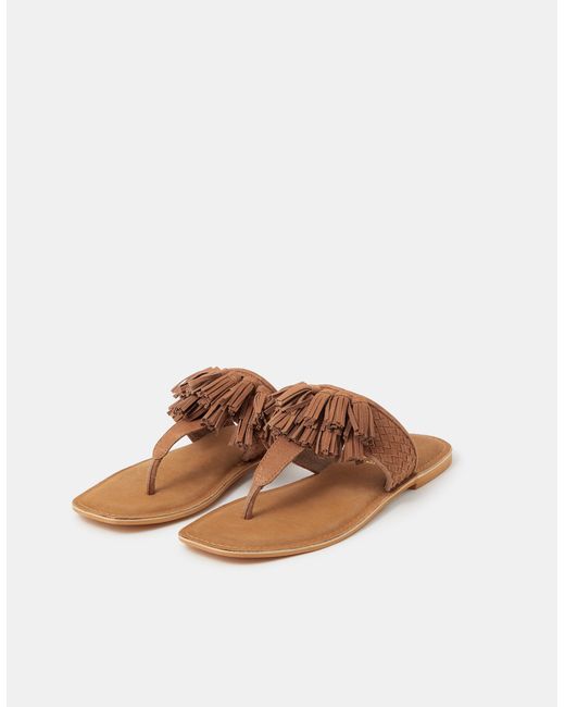 Accessorize Brown Fringe Strap Suede Sandals