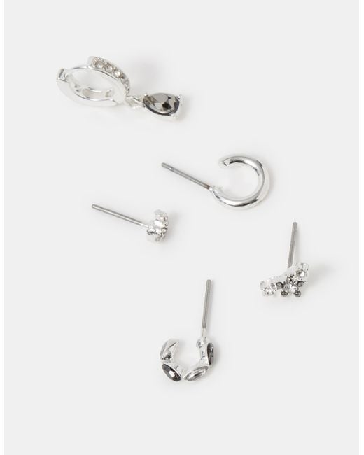 Accessorize White 5-Pack Gem Stud & Hoop Earrings