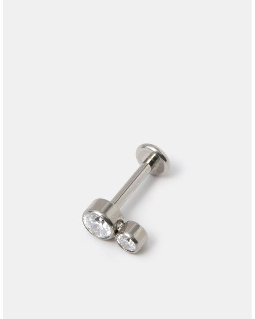 Accessorize White Titanium Stone Drop Flatback Stud