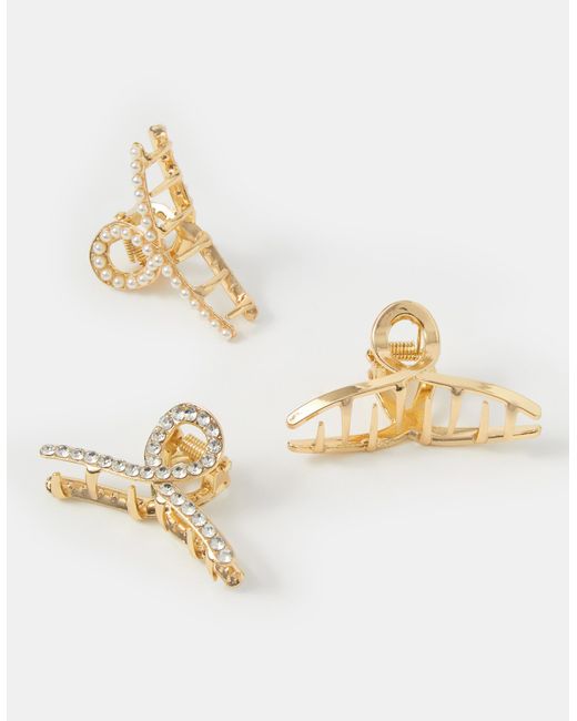 Accessorize White 3-Pack Pearl Twist Claw Clips