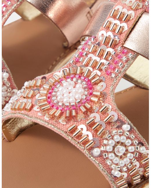 Accessorize Pink Beaded Metallic Sandals