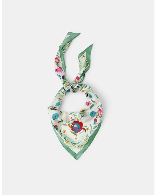 Accessorize White Floral Print Satin Triangle Scarf