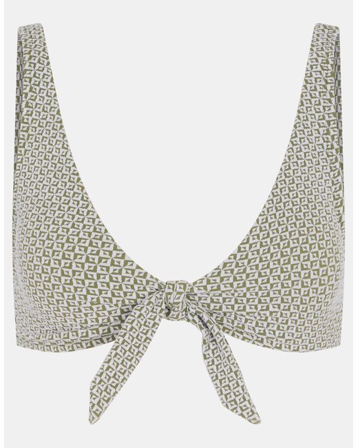 Accessorize Brown Geometric Textured Tie Bikini Top