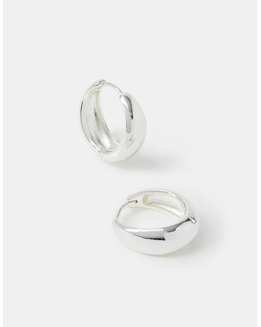 Accessorize White Sterling-Plated Chunky Hoop Earrings