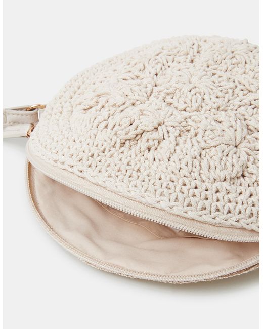 Accessorize White Round Macrame Bag