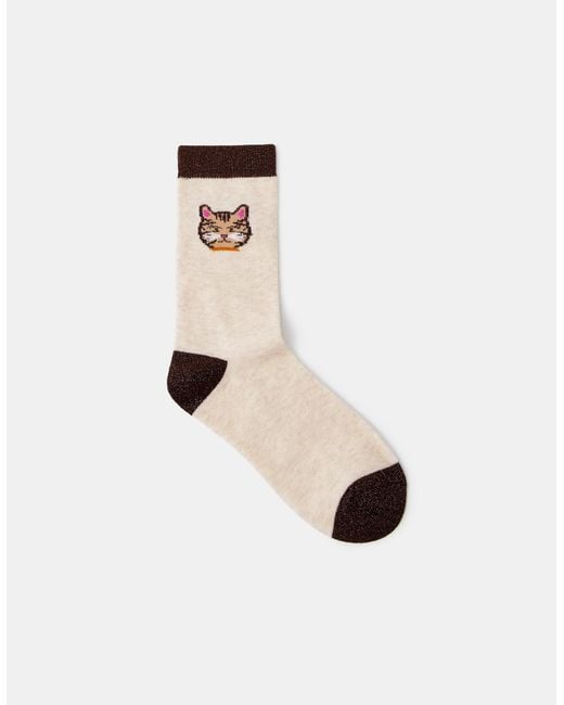 Accessorize White Cat Shimmer Socks