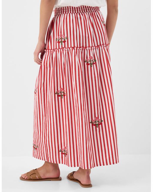 Accessorize Cherry Embroidered Stripe Midi Skirt