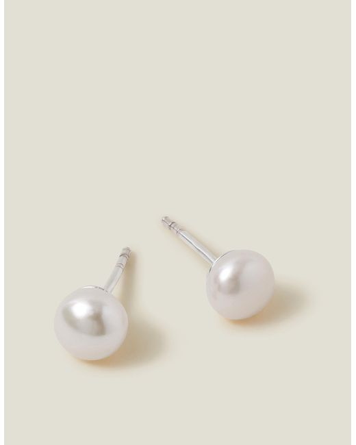Accessorize Natural White Sterling Silver-plated Freshwater Pearl Studs