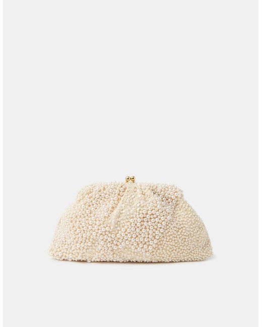 Accessorize Brown Bridal Cloud Pearl Beaded Mini Bag