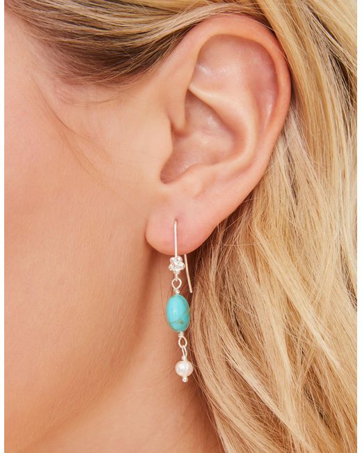 Accessorize Blue Women's Sterling Silver-plated Turquoise Drop Earrings