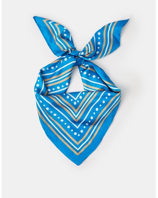 Accessorize Blue Floral Print Square Satin Scarf
