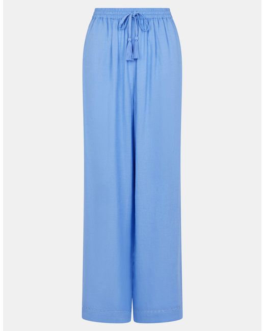 Accessorize Blue Lace Trim Wide Leg Beach Trousers