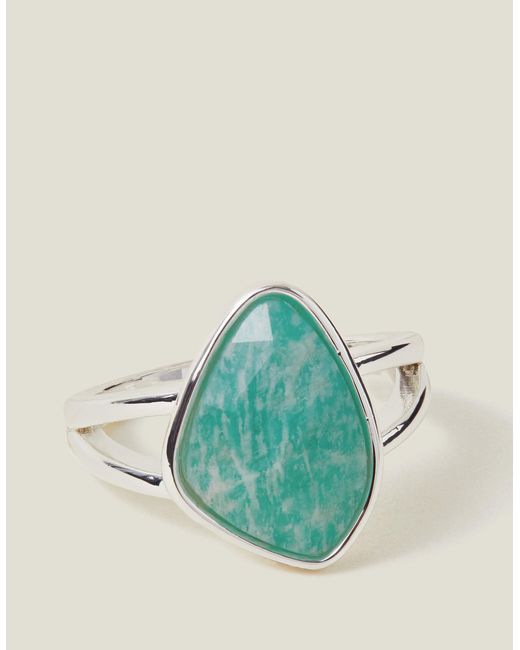 Accessorize Green Women's Sterling Silver-plated Amazonite Ring Silver