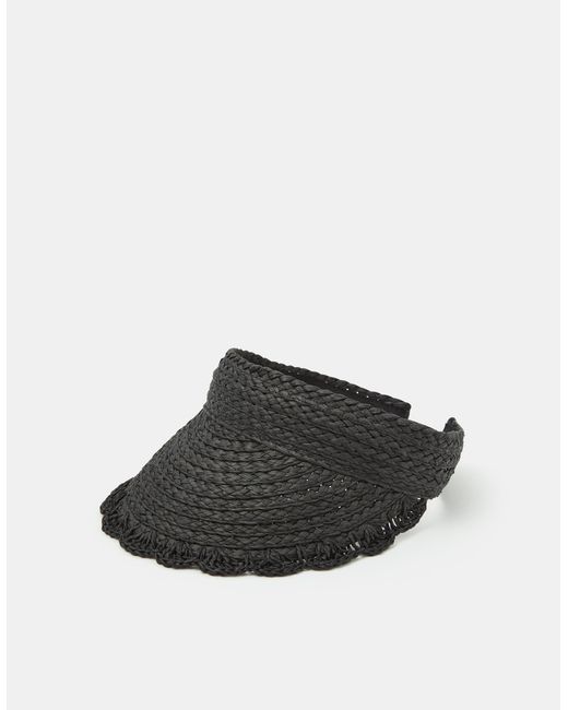 Accessorize Black Woven Scallop Trim Sun Visor