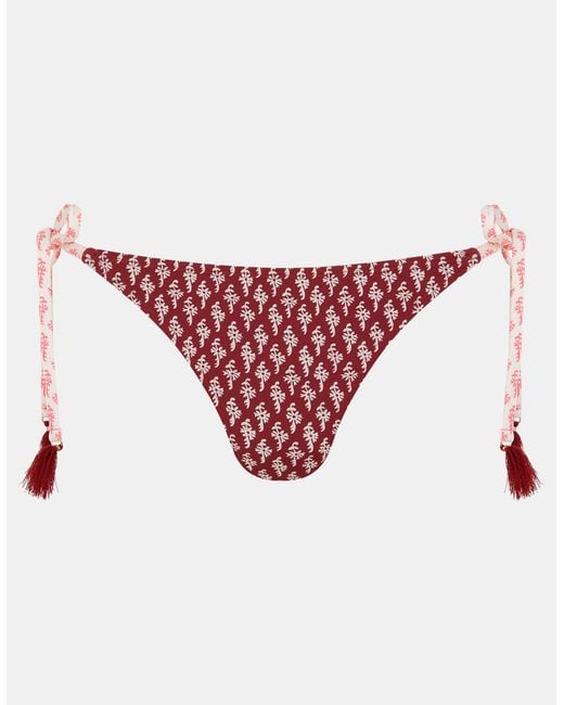Accessorize Brown Floral Tie Side Bikini Bottoms