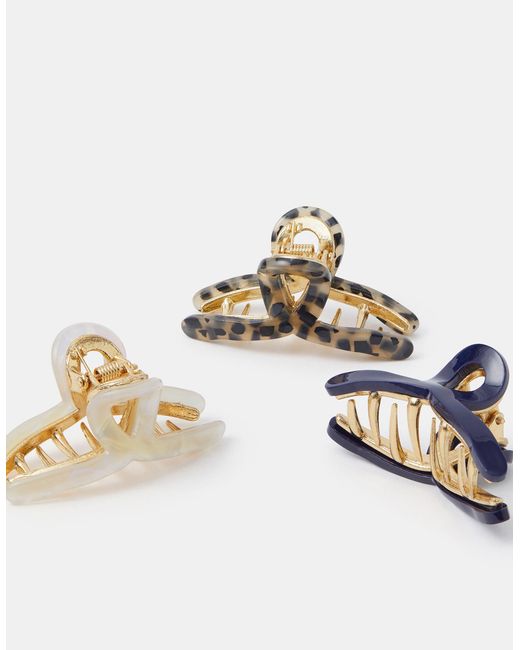 Accessorize Metallic 3-Pack Resin Twist Claw Clips