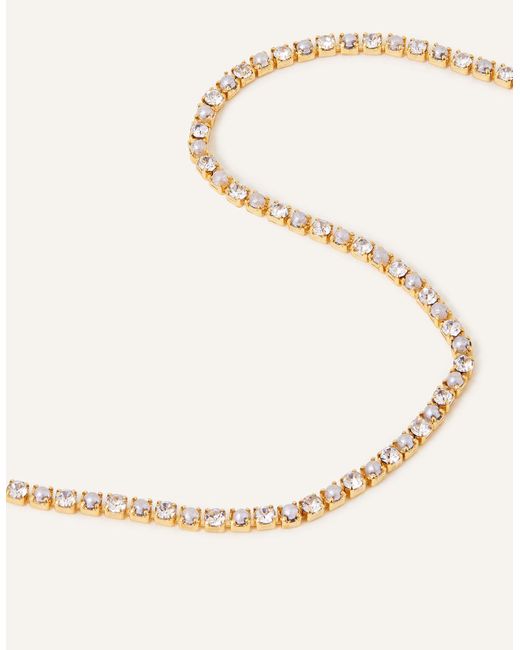 Accessorize Natural 14Ct-Plated Pearl Sparkle Tennis Necklace