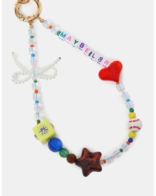 Accessorize White Slogan Beaded Wrist Phone Strap