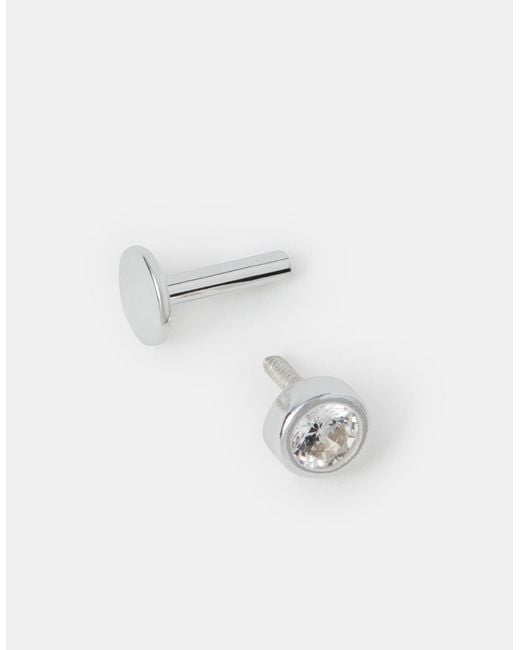 Accessorize White Sterling Cubic Zirconia Flatback Stud
