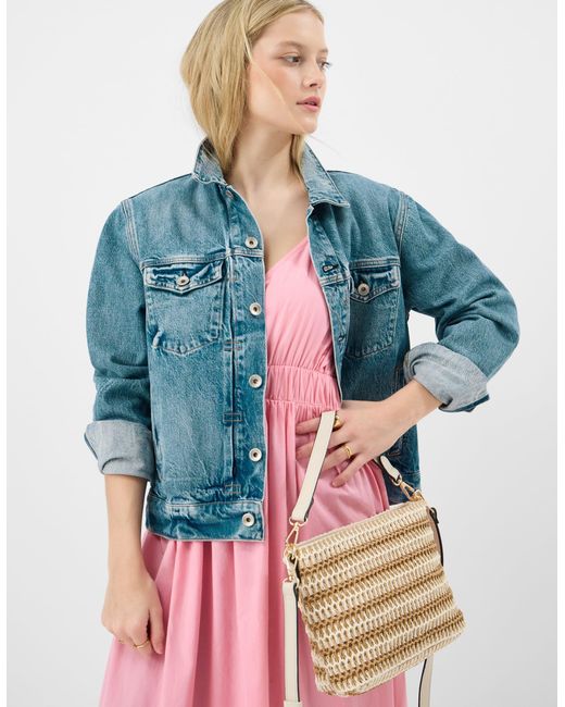 Accessorize Blue Stripe Raffia Crossbody Bag