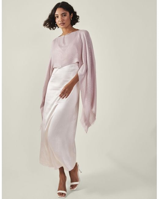Accessorize Natural Sequin Embellished Poncho Pink