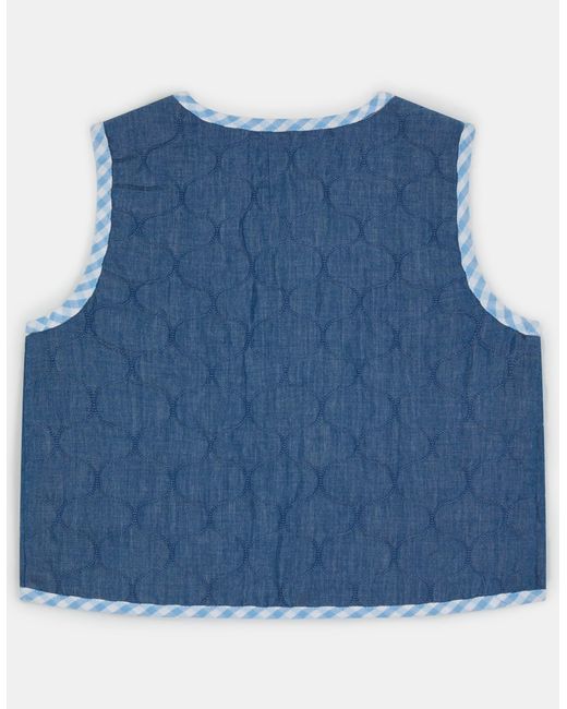 Accessorize Blue Cherry Gingham Quilted Waistcoat