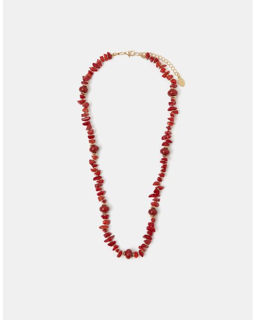 Accessorize Red Glass Beaded Necklace