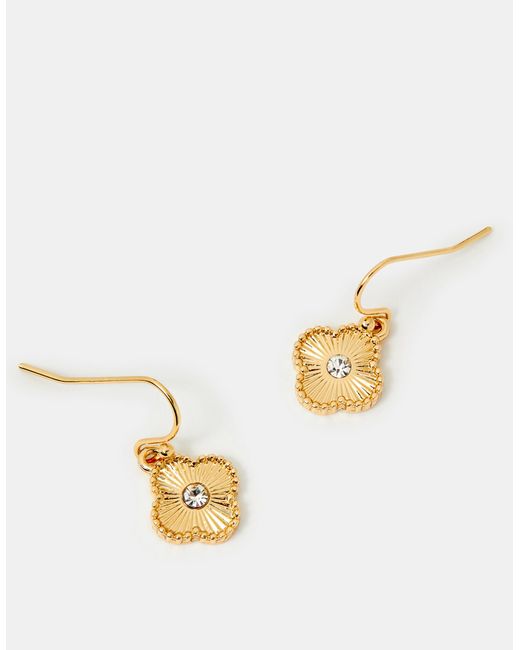 Accessorize Brown Diamanté Clover Drop Earrings