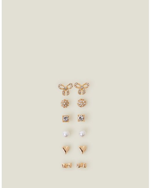 Accessorize Natural Gold 6-pack Bow Stud Earring Set