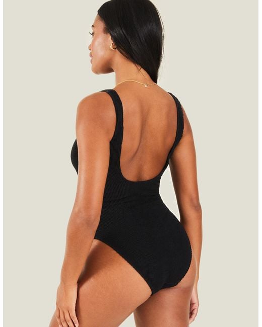 Accessorize Black Crinkle Textured Swimsuit