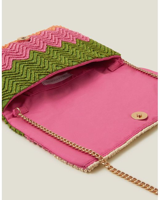 Accessorize Women's Green/pink Zig Zag Clutch Bag