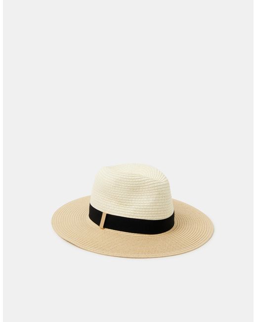 Accessorize White Straw Fedora Hat