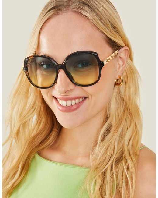 Accessorize Multicolor Gold Oversized Circle Arm Sunglasses