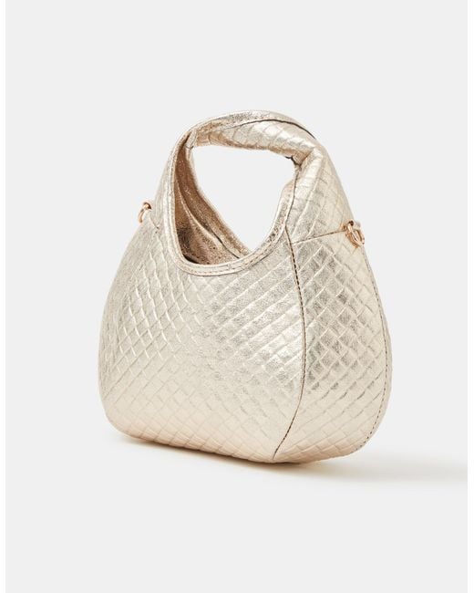 Accessorize White Woven Metallic Bag