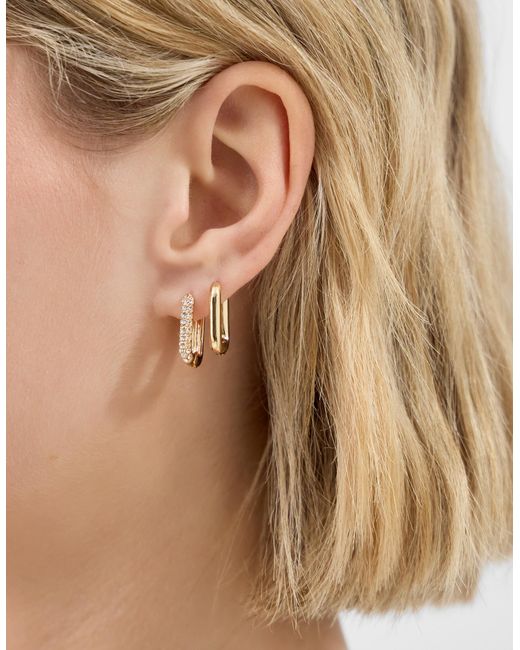 Accessorize Brown 3-Pack Rectangular Hoop Earrings