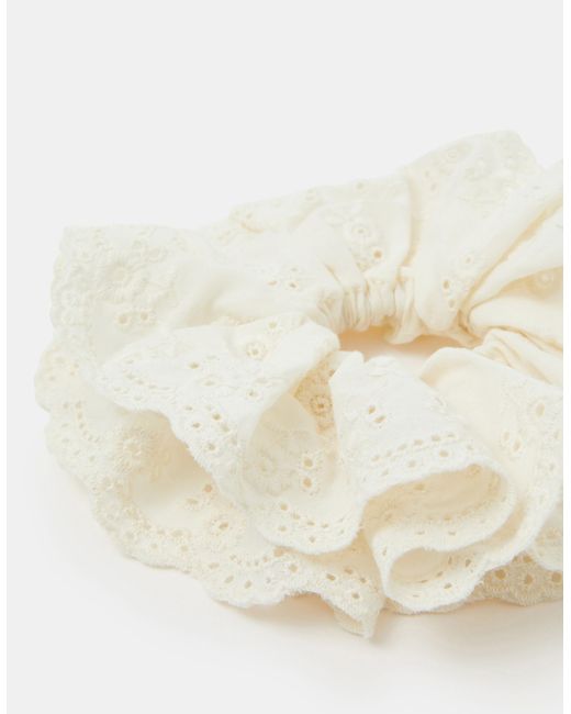 Accessorize White Oversized Broderie Hair Scrunchie