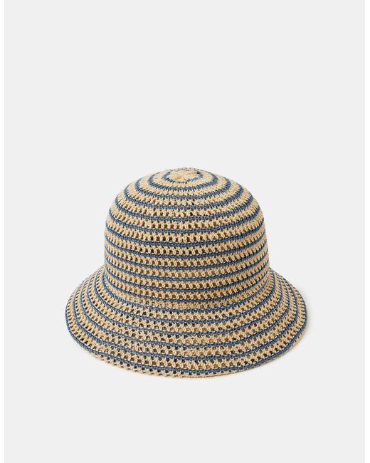 Accessorize White Woven Stripe Bucket Hat