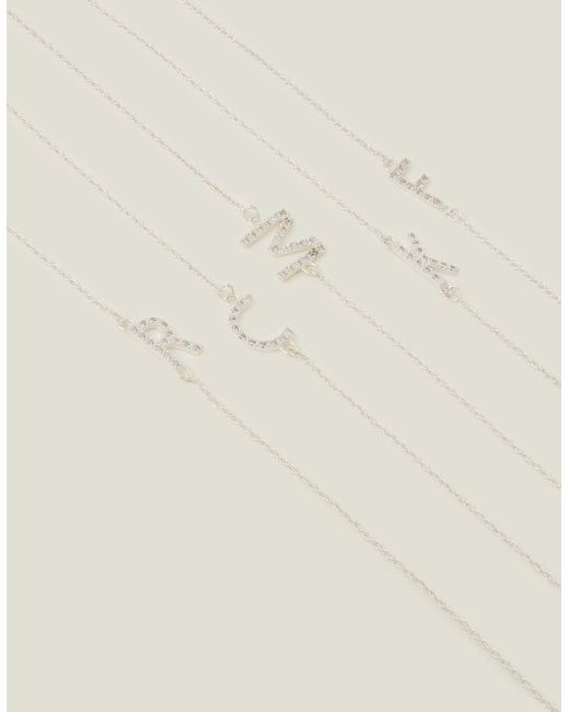 Accessorize Natural Sterling Sparkle Initial Bracelet