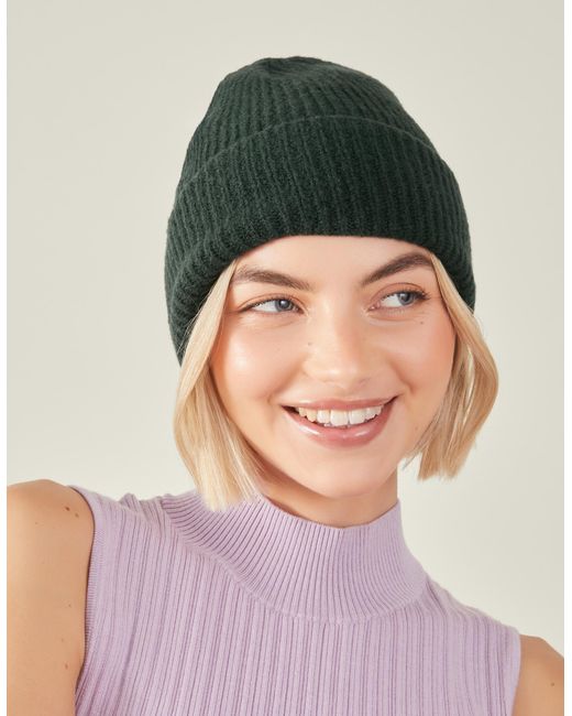Accessorize Green Classic Knitted Soho Beanie Hat