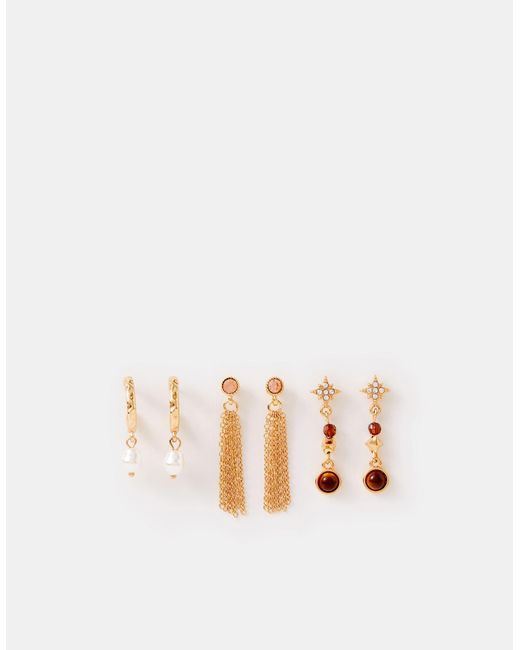 Accessorize Natural 3-Pack Tassel Drop Earrings