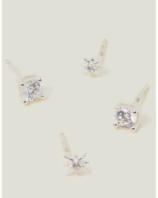 Accessorize 2-pack Sterling Silver-plated Star Earrings in Natural | Lyst UK